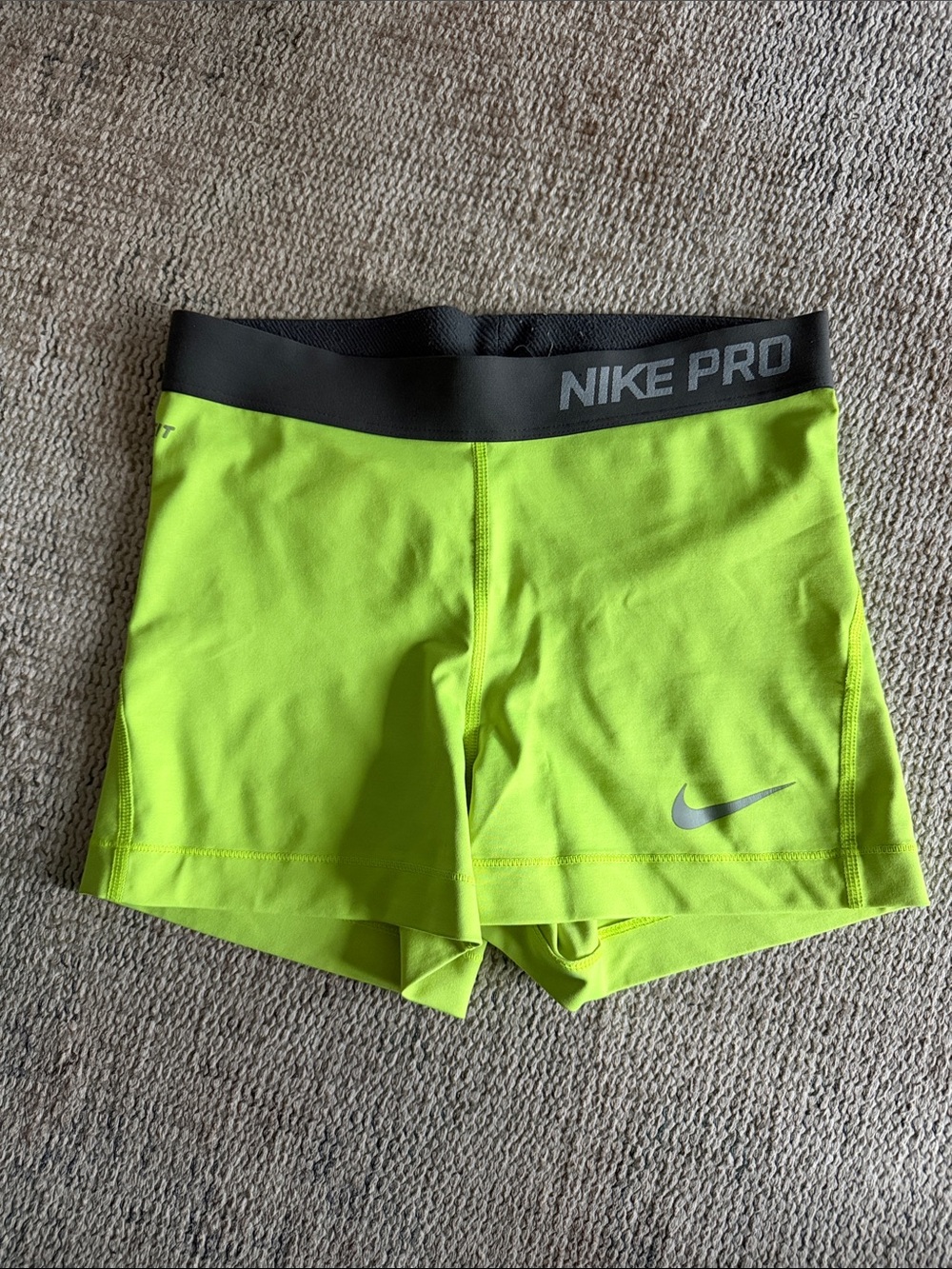 Nike Pro Dri Fit Volt Green Athletic Compression Shorts 3”